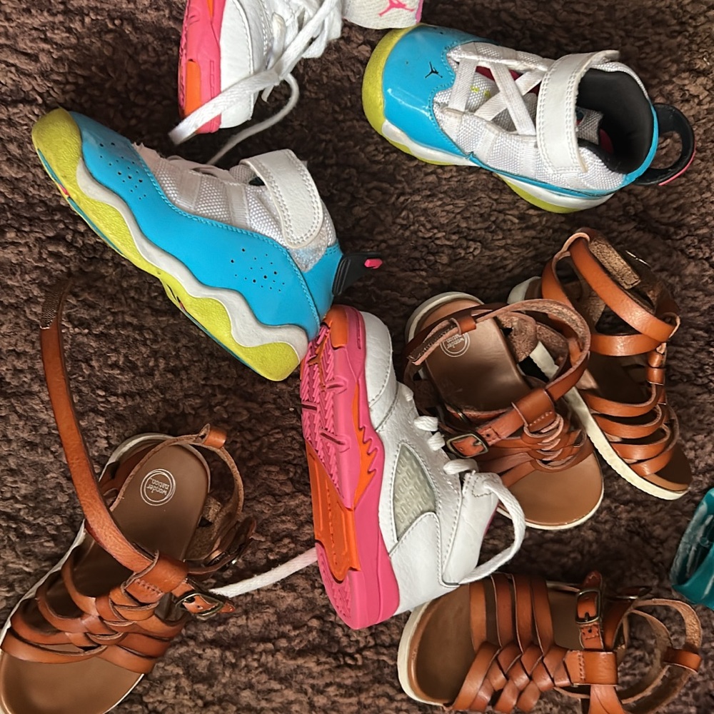 Jordan Kids Sneakers in Blue, Pink, and White